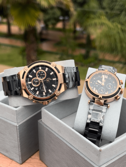 Pack deux montres Gc Guess Collection Y24004G4/01 et  Y16015L5MF 44mm(homme) et 35 mm(femme)